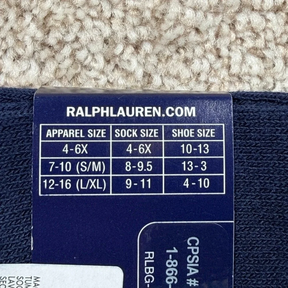 Ralph Lauren Girls 2 Pack Crew Socks Navy Pink Striped Size 8-9.5 Shoe 13-3 NEW